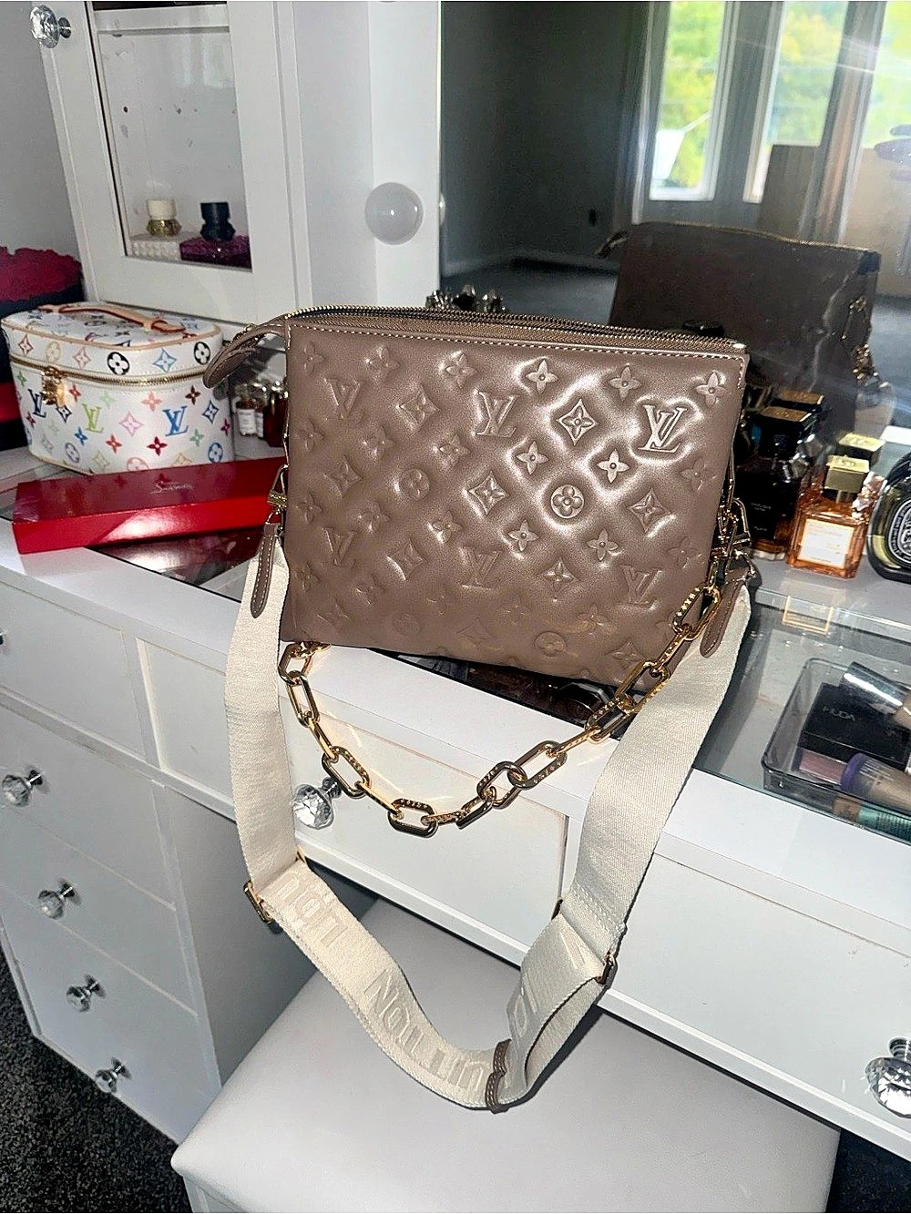 Coussin PM Taupe Crossbody Bag Brown